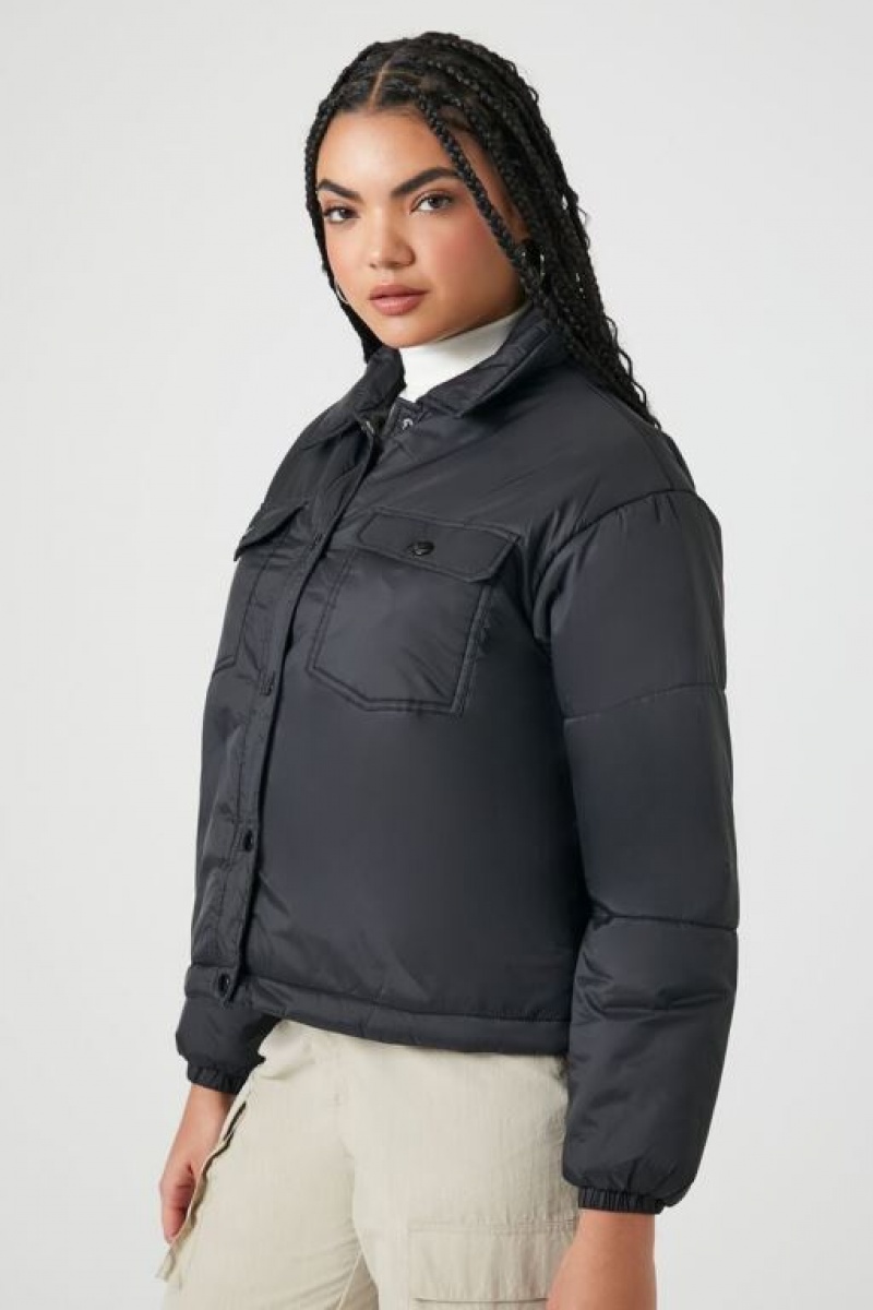 Chaqueta Acolchada Forever 21 Acolchado Puffer Mujer Negras | IUlGRCcF2N3