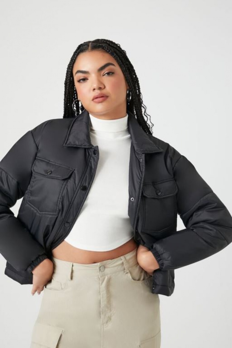 Chaqueta Acolchada Forever 21 Acolchado Puffer Mujer Negras | IUlGRCcF2N3