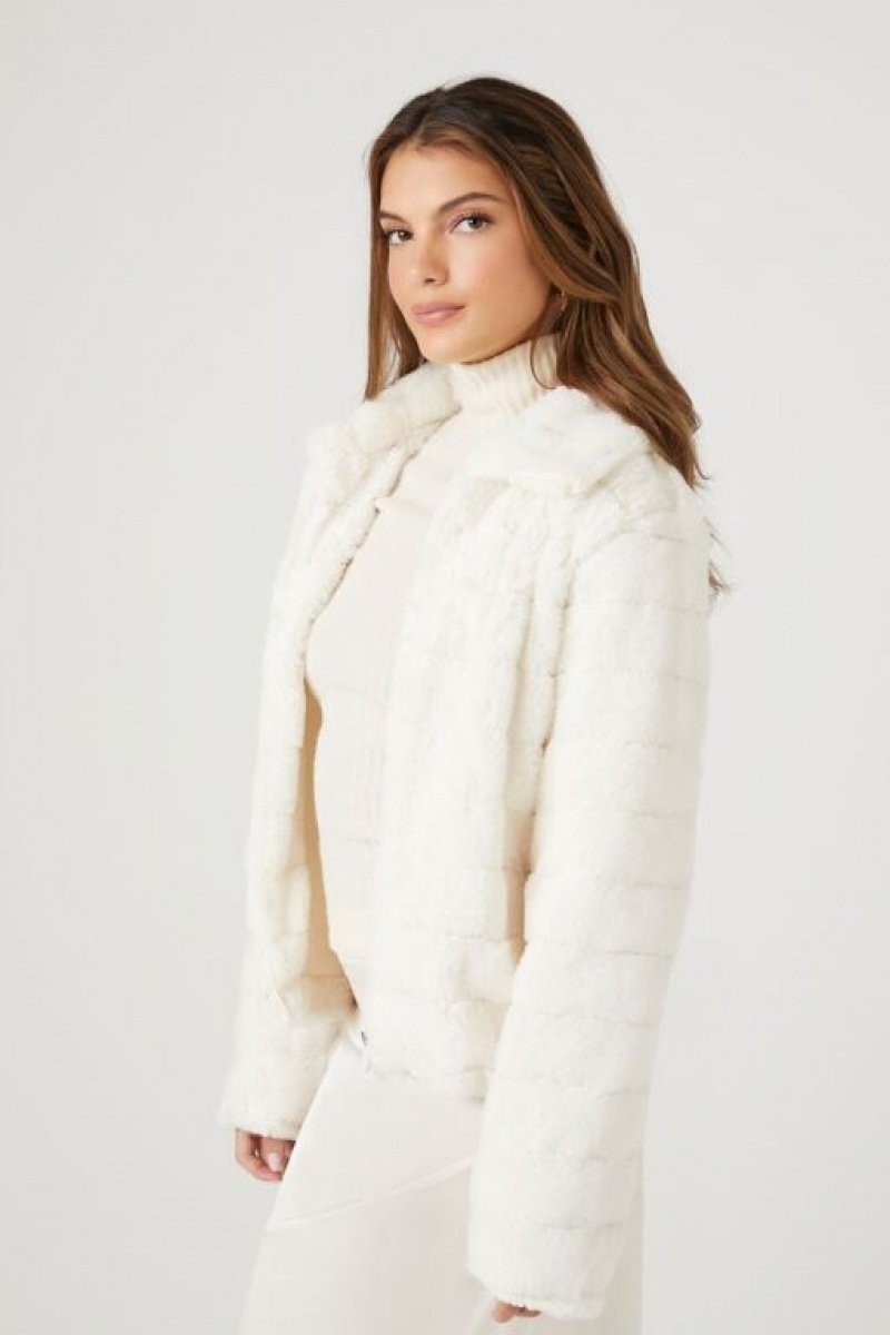 Chaqueta Acolchada Forever 21 Acolchado Faux Fur Coat Mujer Blancas | zhGEQmHSfdr