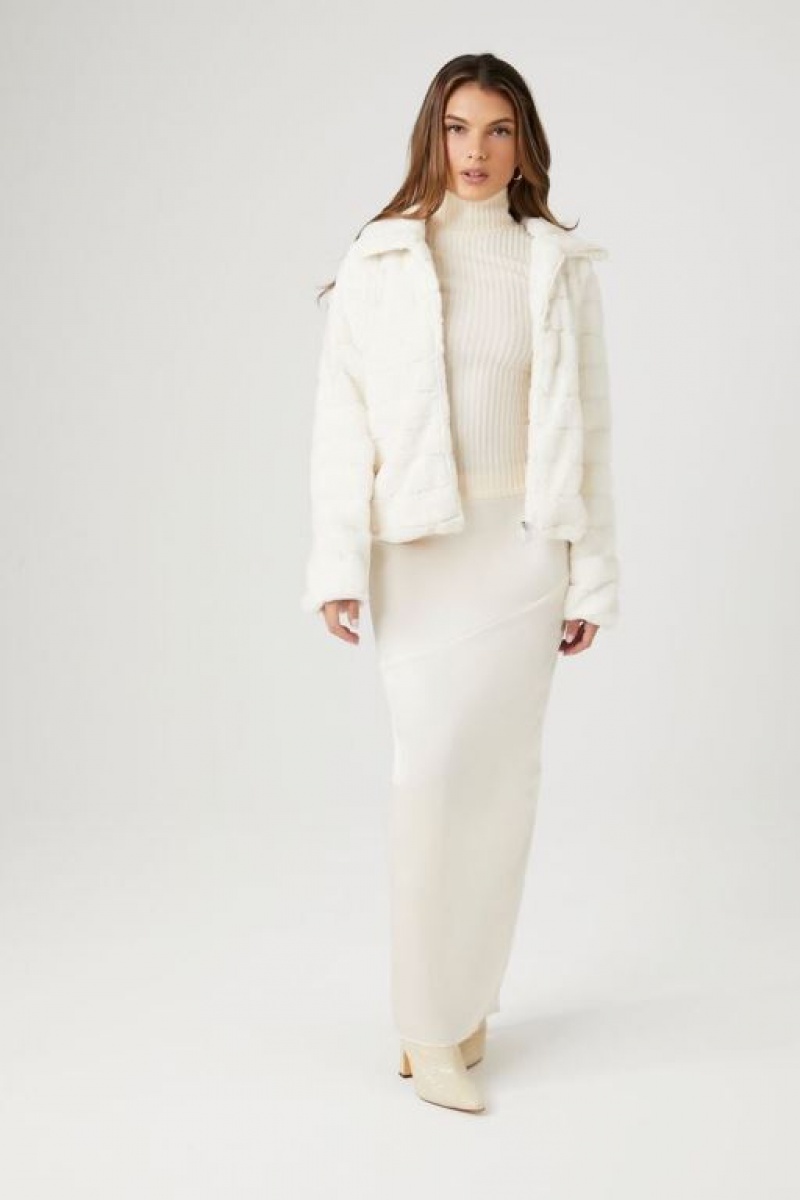 Chaqueta Acolchada Forever 21 Acolchado Faux Fur Coat Mujer Blancas | zhGEQmHSfdr