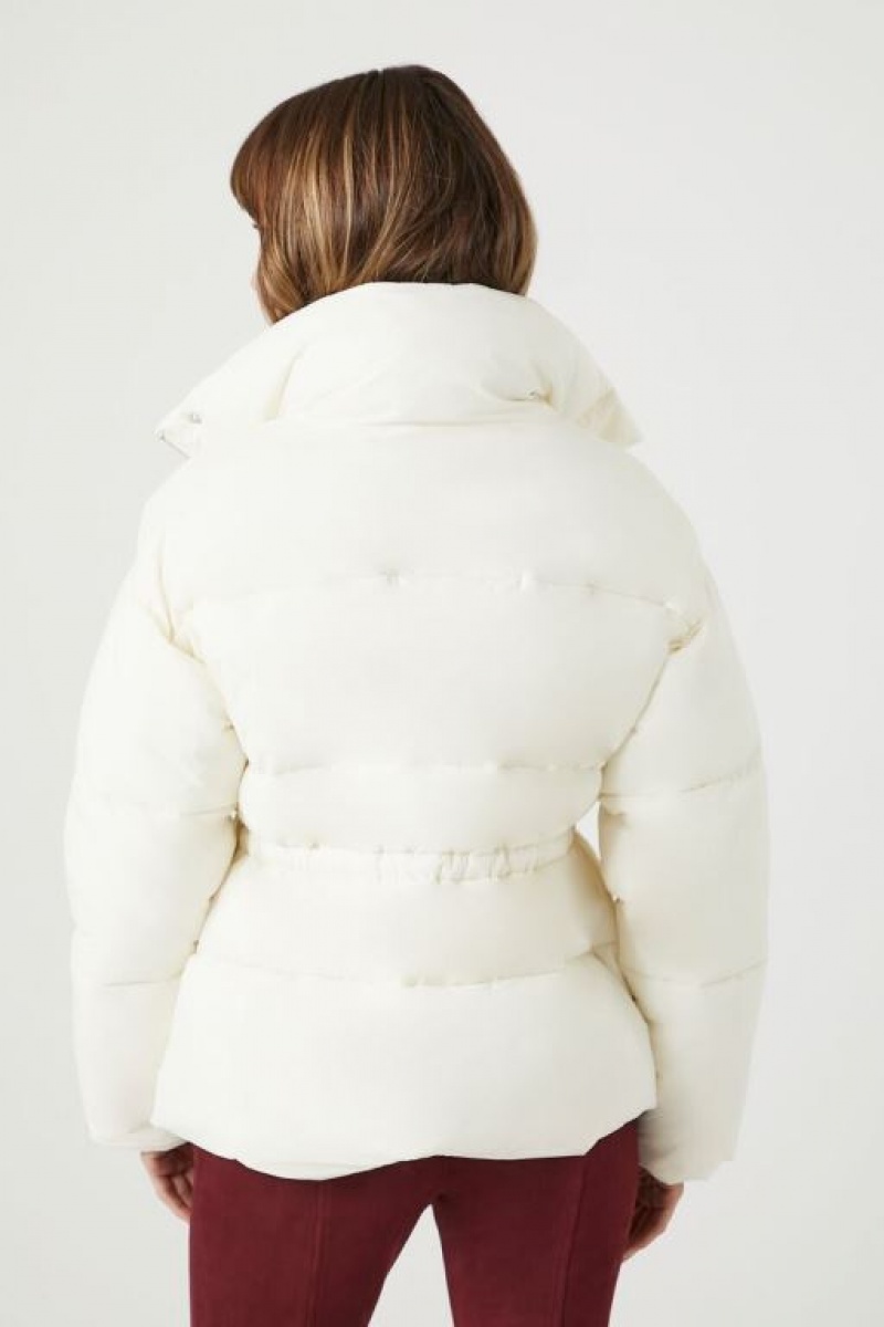 Chaqueta Acolchada Forever 21 Acolchado Snap Button Puffer Mujer Blancas | LGoQscq5rv9