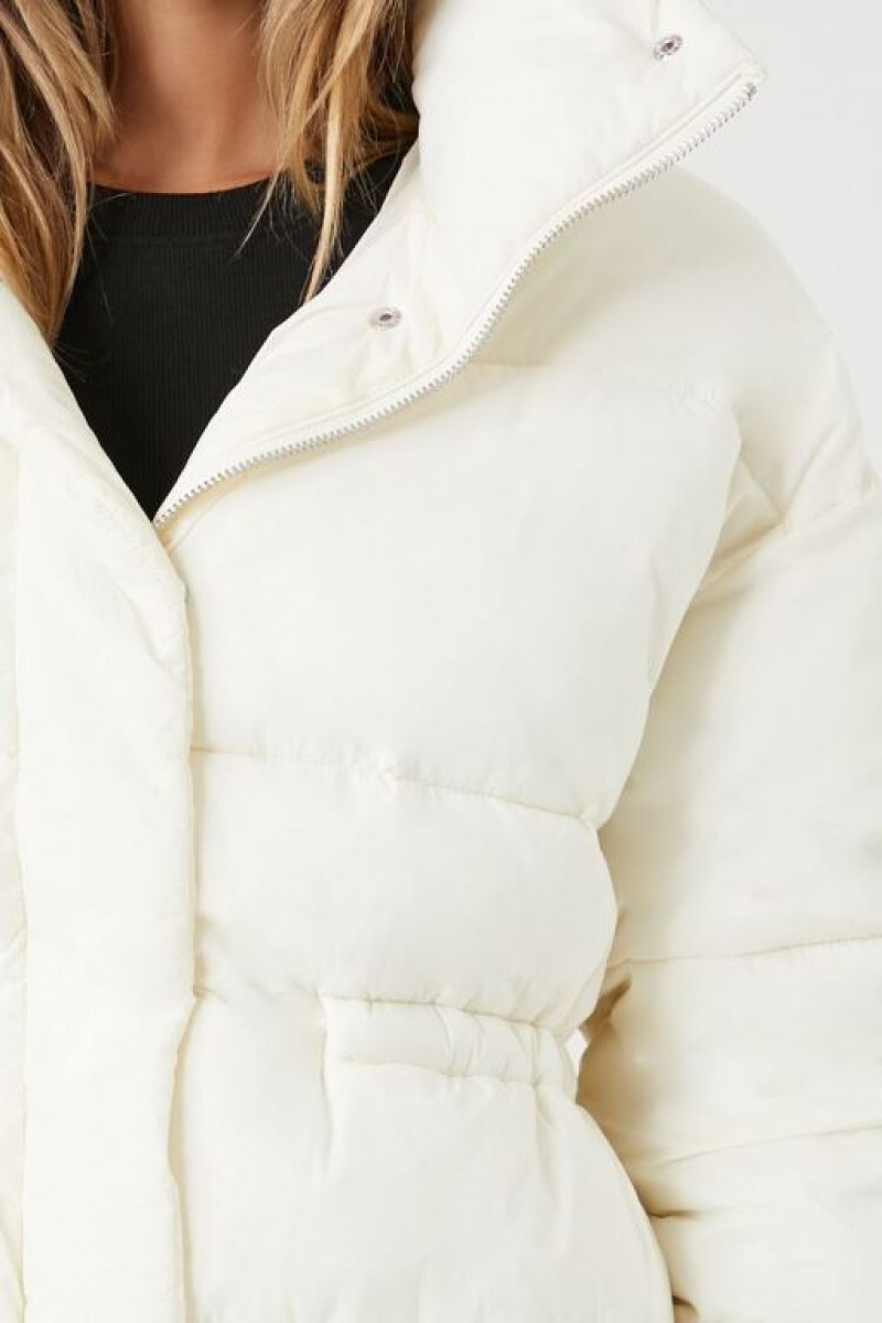 Chaqueta Acolchada Forever 21 Acolchado Snap Button Puffer Mujer Blancas | LGoQscq5rv9