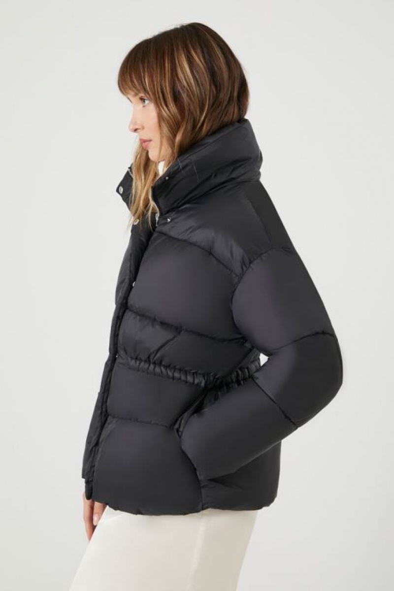 Chaqueta Acolchada Forever 21 Acolchado Snap Button Puffer Mujer Negras | hJafohdnU2q