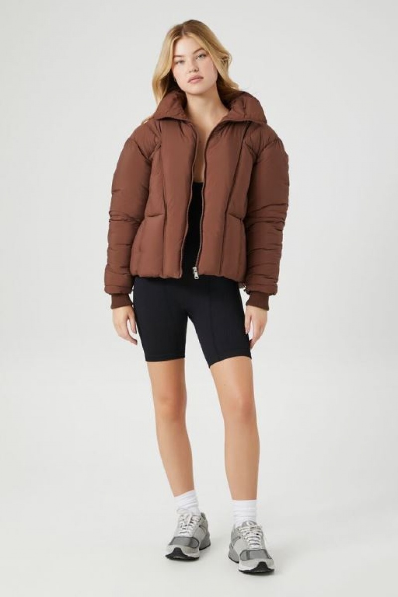 Chaqueta Acolchada Forever 21 Acolchado Puffer Mujer Chocolate | hFHY5lfisbp