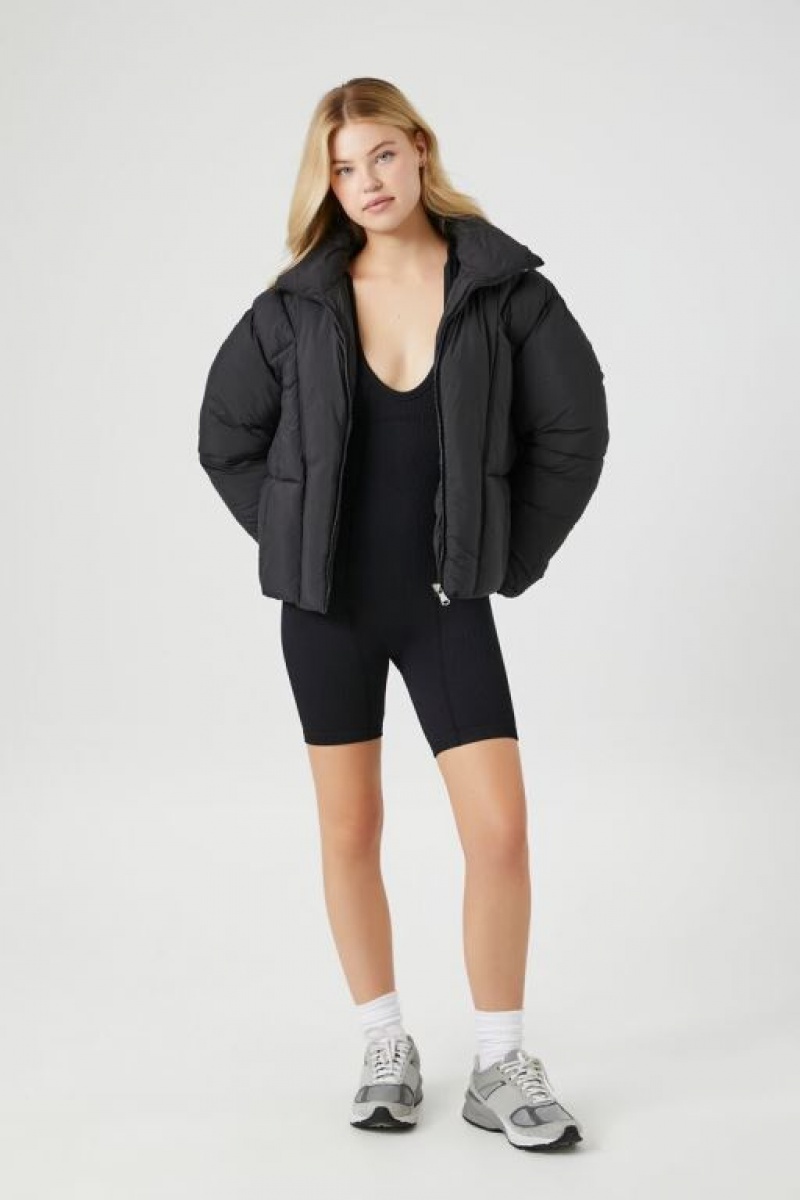 Chaqueta Acolchada Forever 21 Acolchado Puffer Mujer Negras | VNVwgdPEwYj