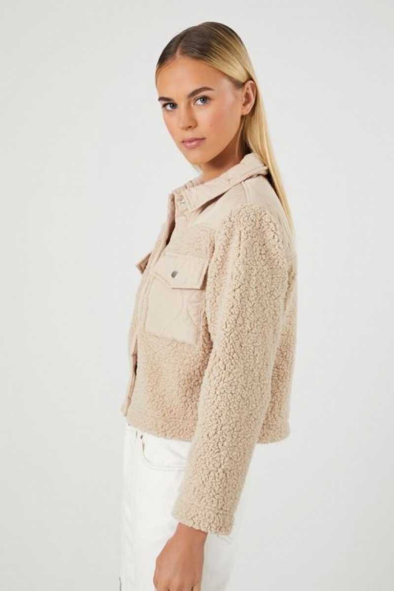 Chaqueta Acolchada Forever 21 Acolchado Faux Shearling Mujer Marrones | Br8NyIN1gZb