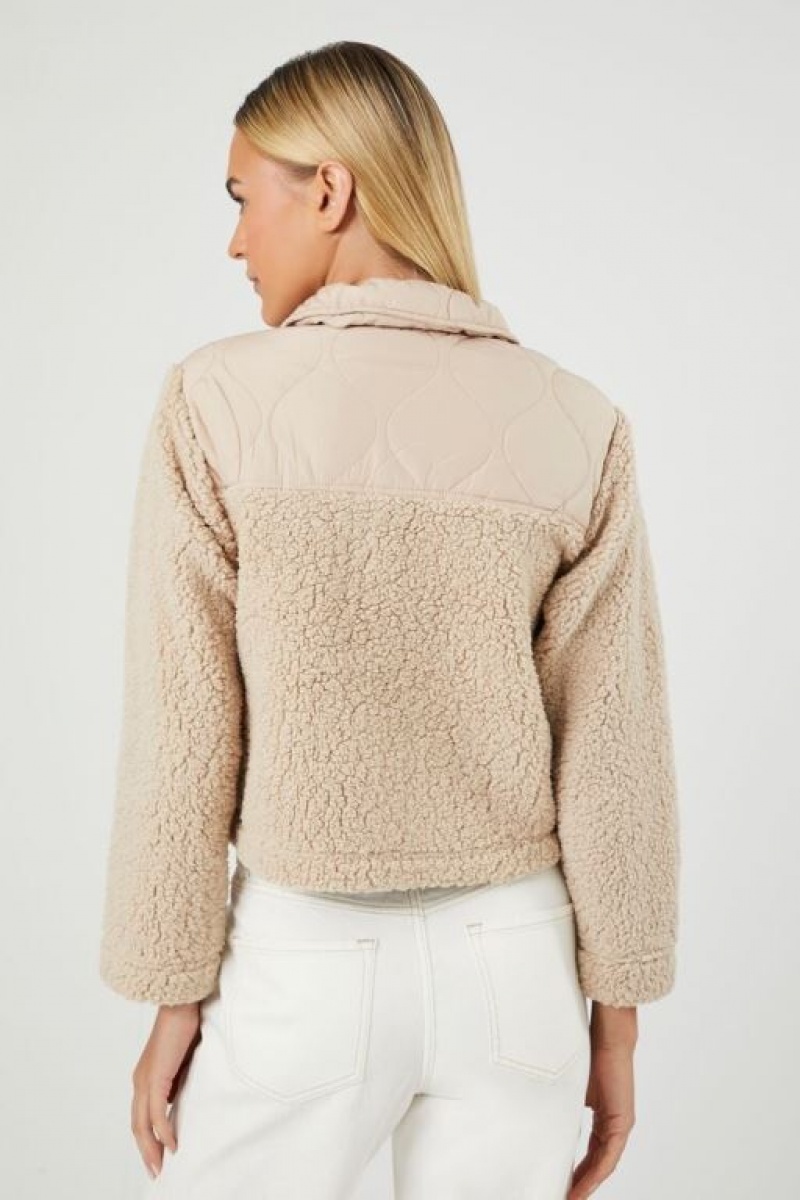 Chaqueta Acolchada Forever 21 Acolchado Faux Shearling Mujer Marrones | Br8NyIN1gZb