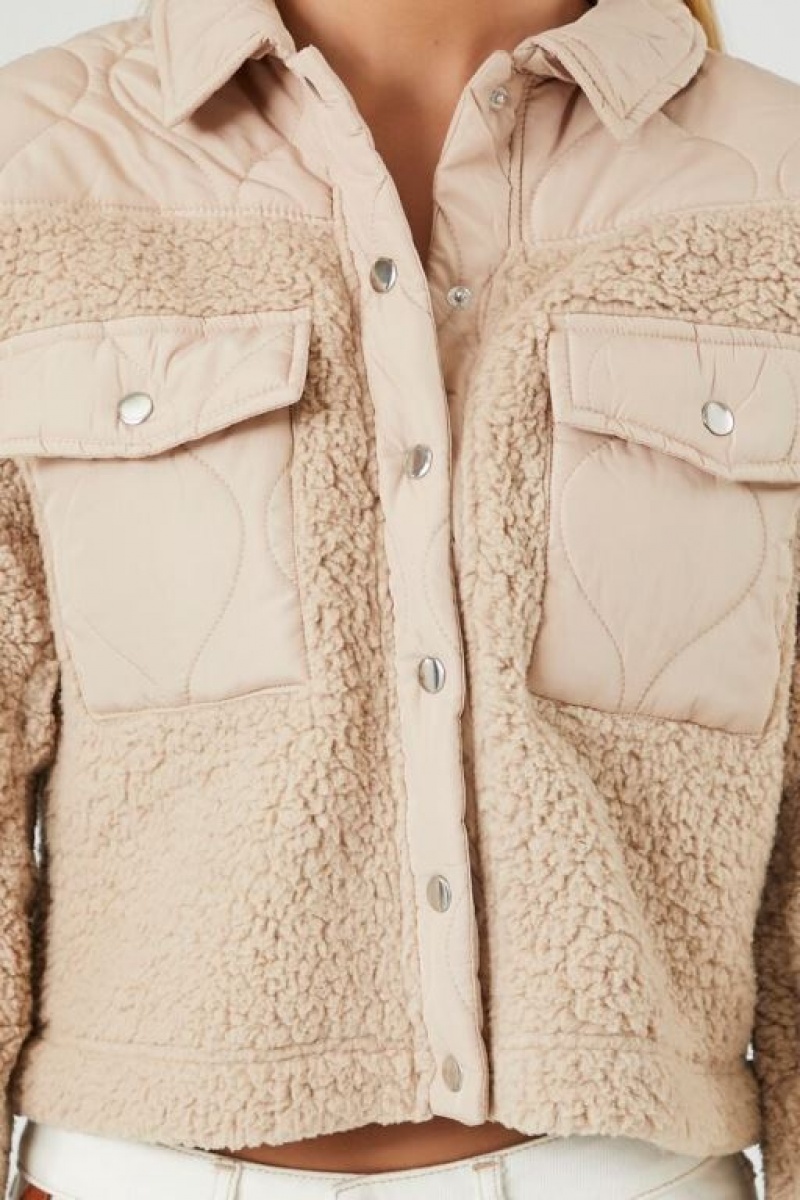 Chaqueta Acolchada Forever 21 Acolchado Faux Shearling Mujer Marrones | Br8NyIN1gZb