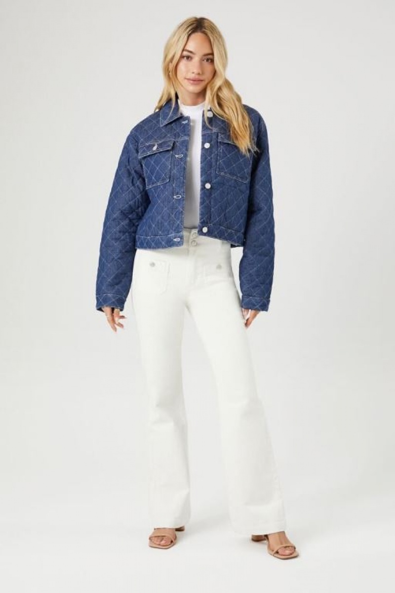 Chaqueta Acolchada Forever 21 Acolchado Denim Trucker Mujer Azules | AfOze6CoJdY