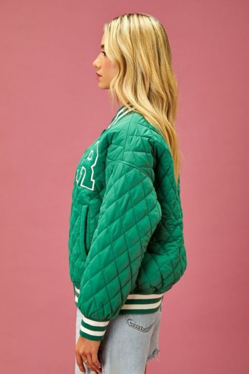 Chaqueta Acolchada Forever 21 Acolchado Reebok Varsity Mujer Verde Multicolor | 28FatoqOKqv