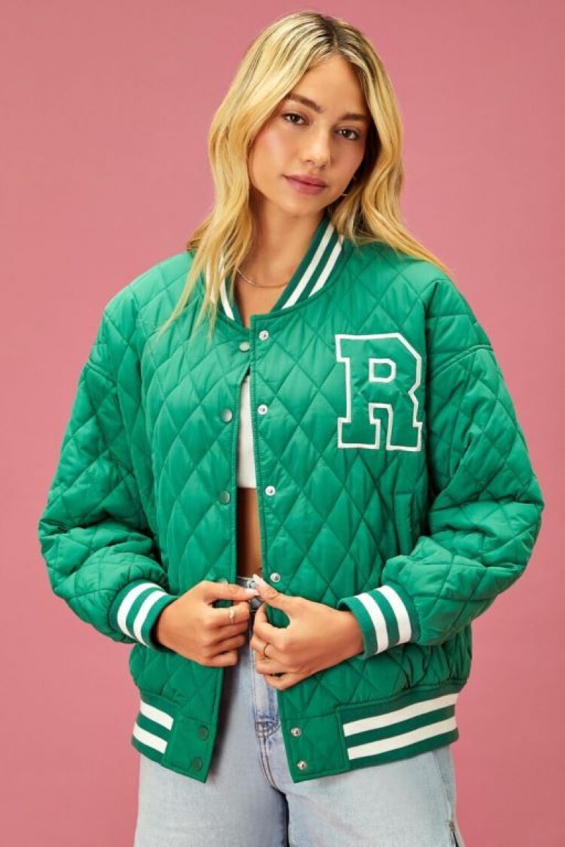 Chaqueta Acolchada Forever 21 Acolchado Reebok Varsity Mujer Verde Multicolor | 28FatoqOKqv