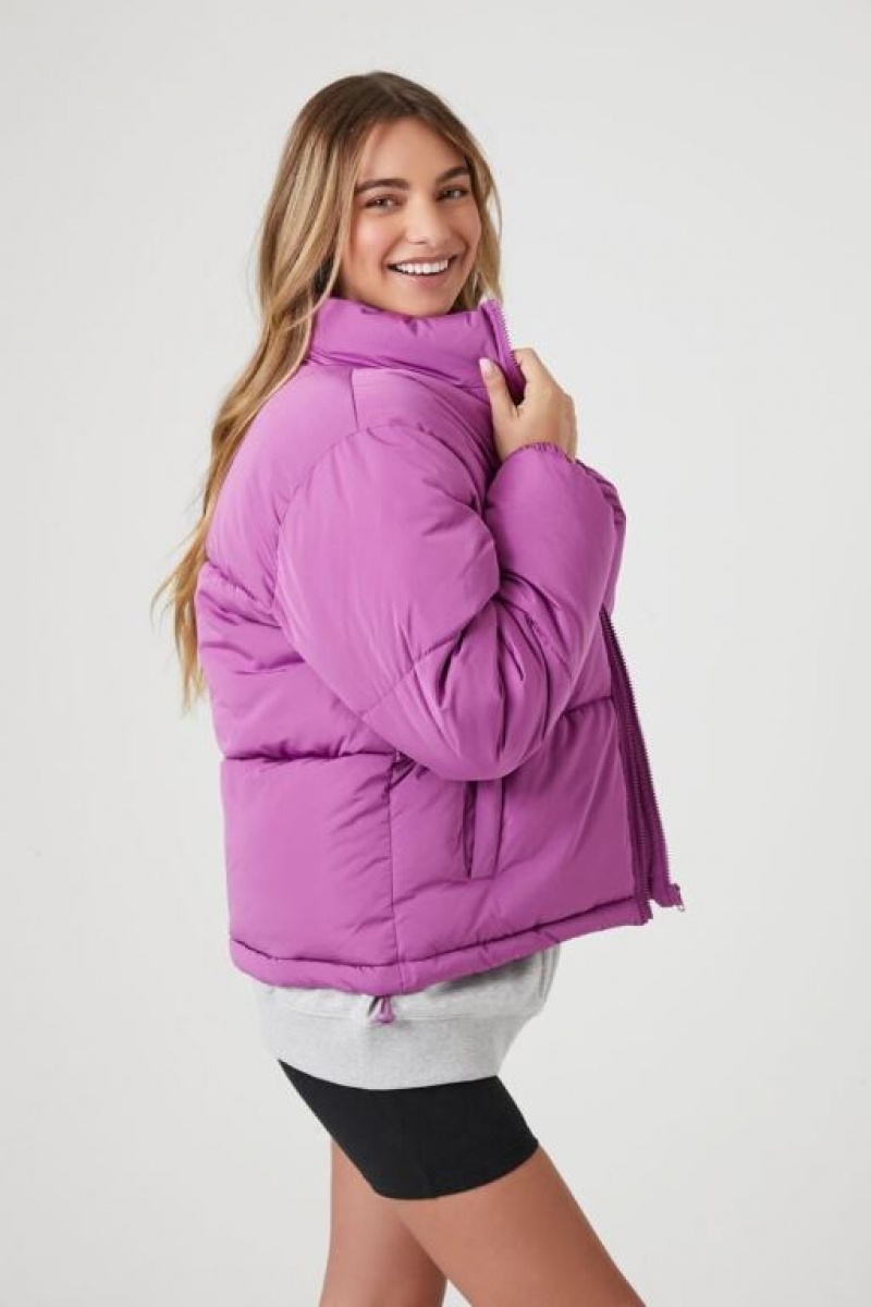 Chaqueta Acolchada Forever 21 Acolchado Puffer Mujer Moradas | IXwoAp7FYYX