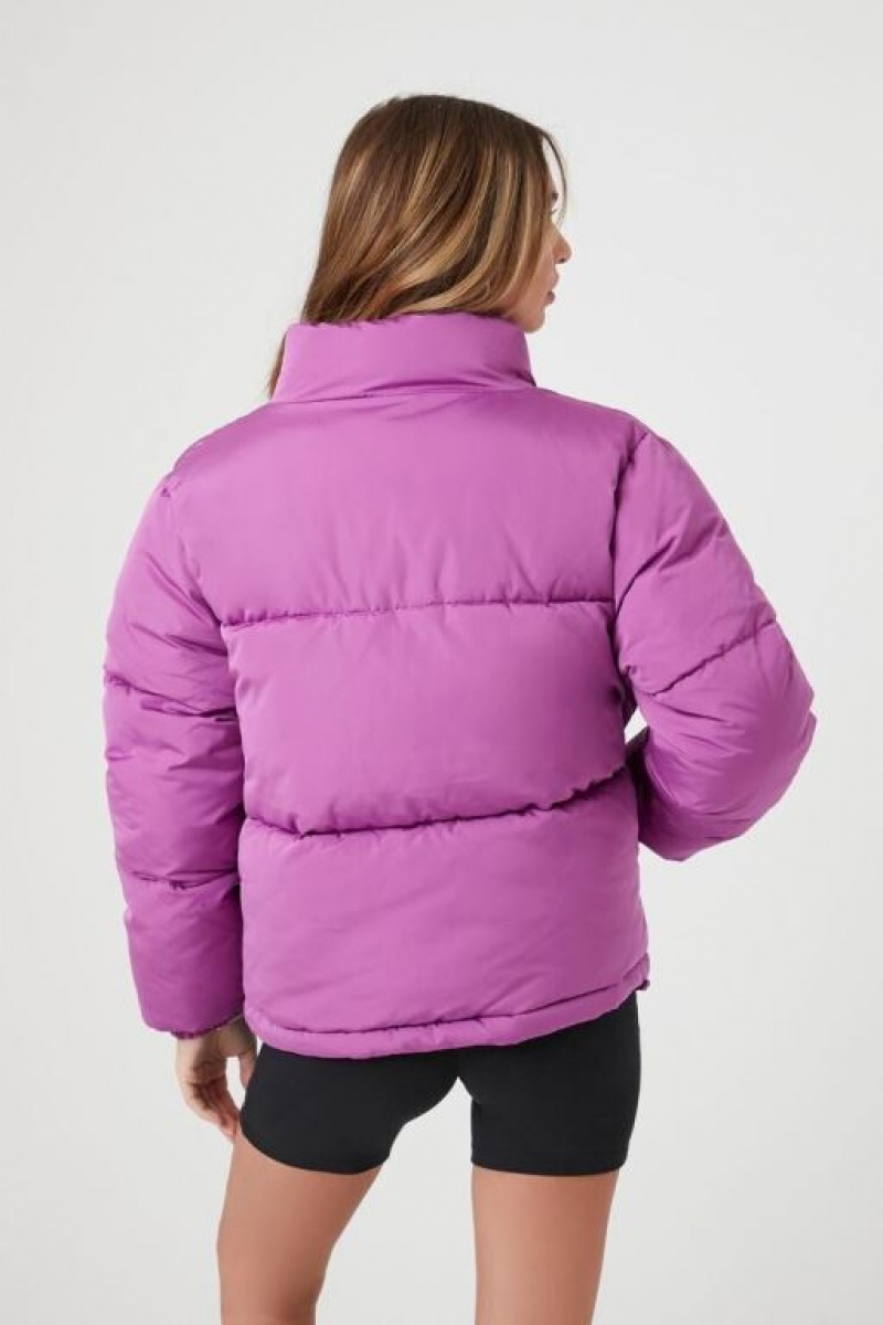 Chaqueta Acolchada Forever 21 Acolchado Puffer Mujer Moradas | IXwoAp7FYYX