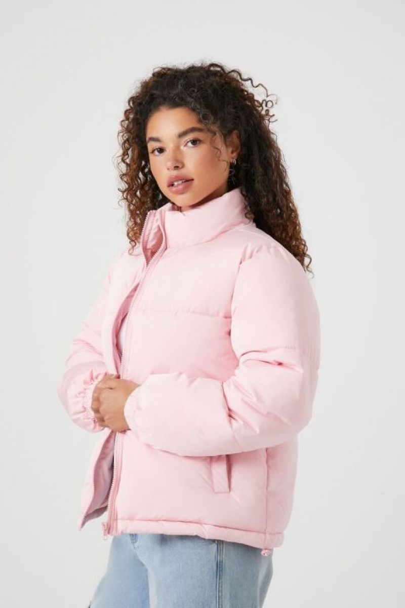 Chaqueta Acolchada Forever 21 Acolchado Puffer Mujer Rosas Claro | dcgOmRcqrps