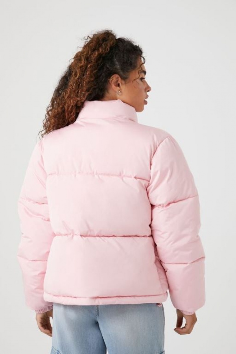 Chaqueta Acolchada Forever 21 Acolchado Puffer Mujer Rosas Claro | dcgOmRcqrps