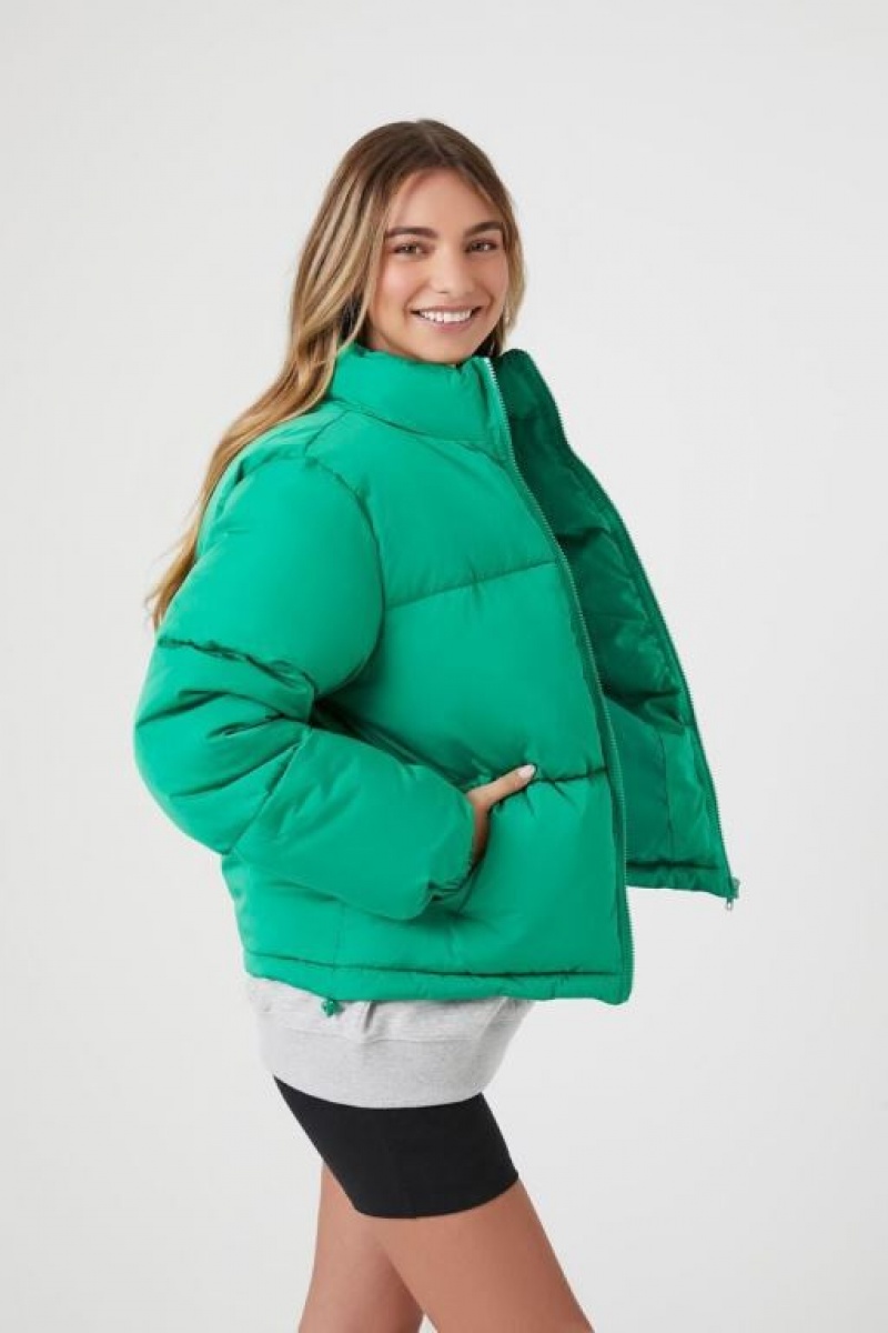 Chaqueta Acolchada Forever 21 Acolchado Puffer Mujer Verde | nMCEyHRYydG