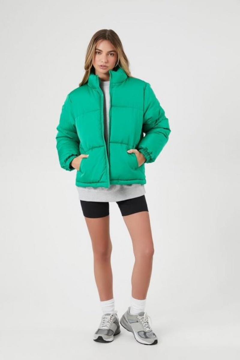 Chaqueta Acolchada Forever 21 Acolchado Puffer Mujer Verde | nMCEyHRYydG