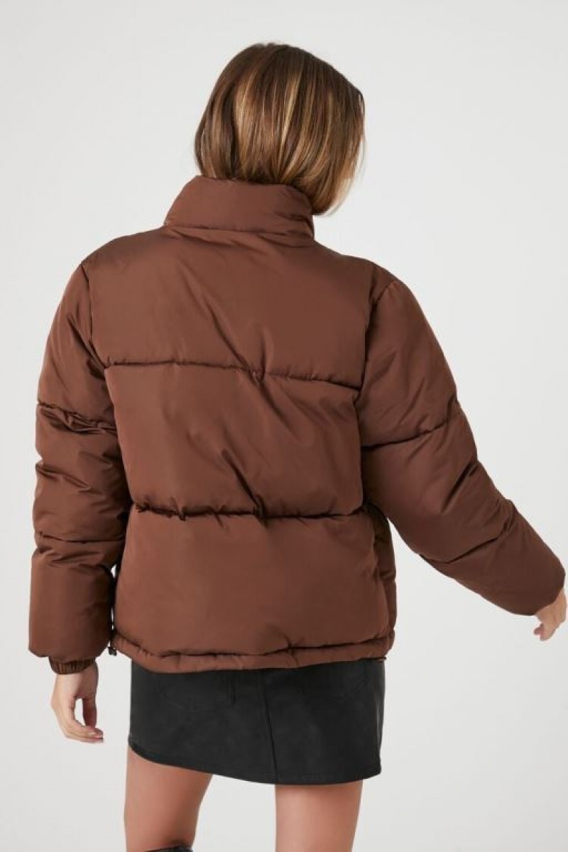 Chaqueta Acolchada Forever 21 Acolchado Puffer Mujer Chocolate | P3KL5FjUvLr