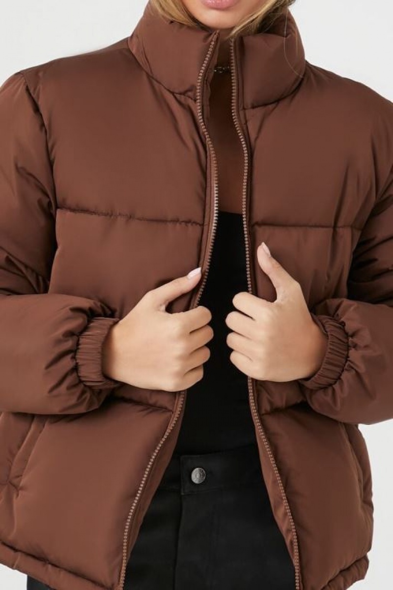 Chaqueta Acolchada Forever 21 Acolchado Puffer Mujer Chocolate | P3KL5FjUvLr