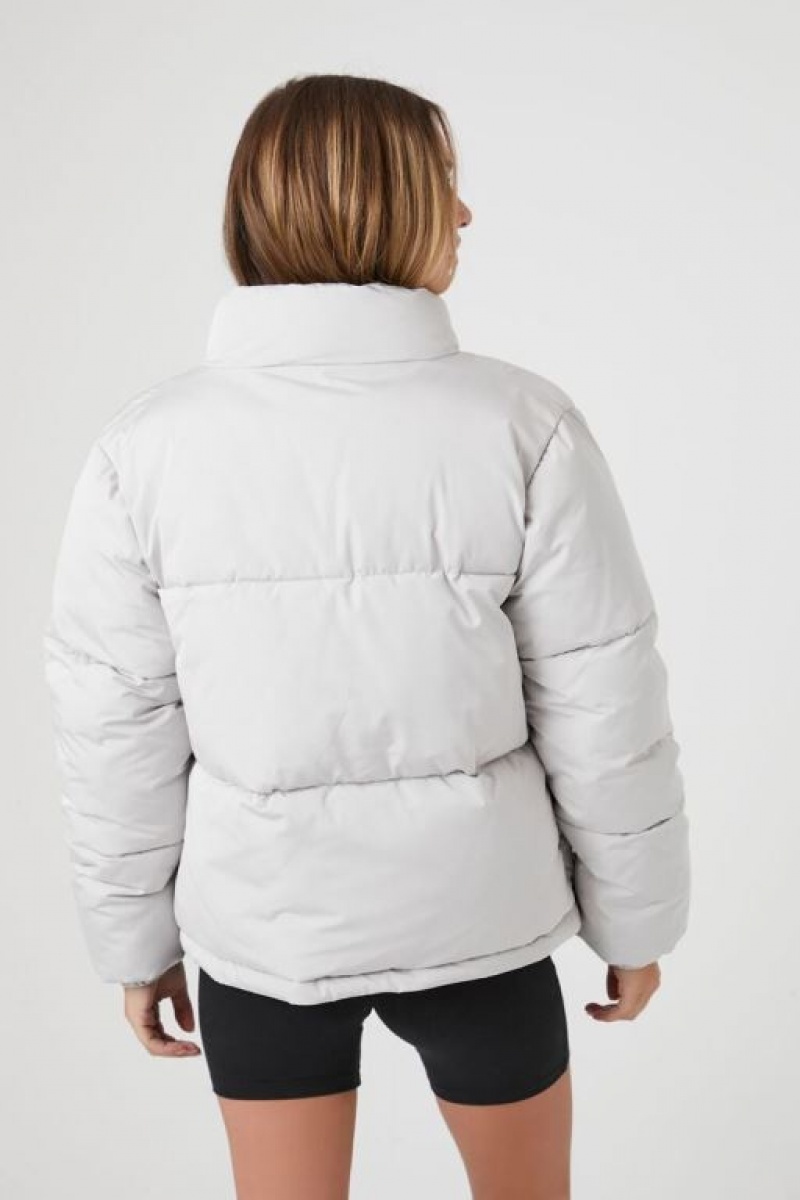 Chaqueta Acolchada Forever 21 Acolchado Puffer Mujer Plateadas | emXhnodG3fm