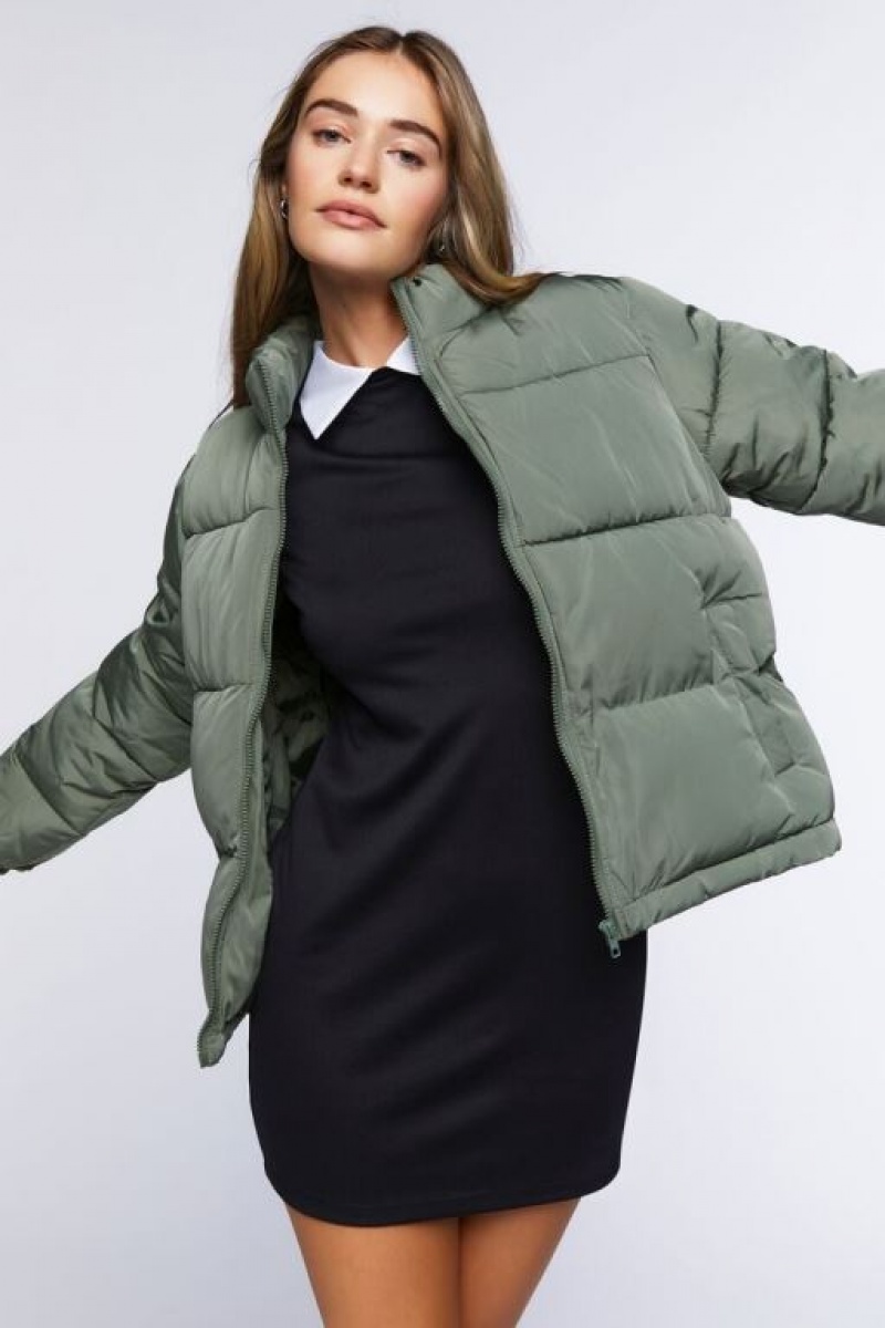 Chaqueta Acolchada Forever 21 Acolchado Puffer Mujer Tea | ZbKQrAV3MQp