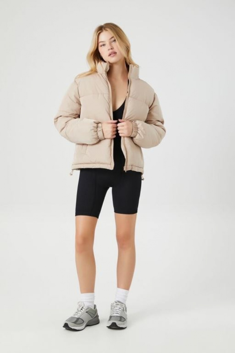 Chaqueta Acolchada Forever 21 Acolchado Puffer Mujer Marrones | EjK0SEpS1e8