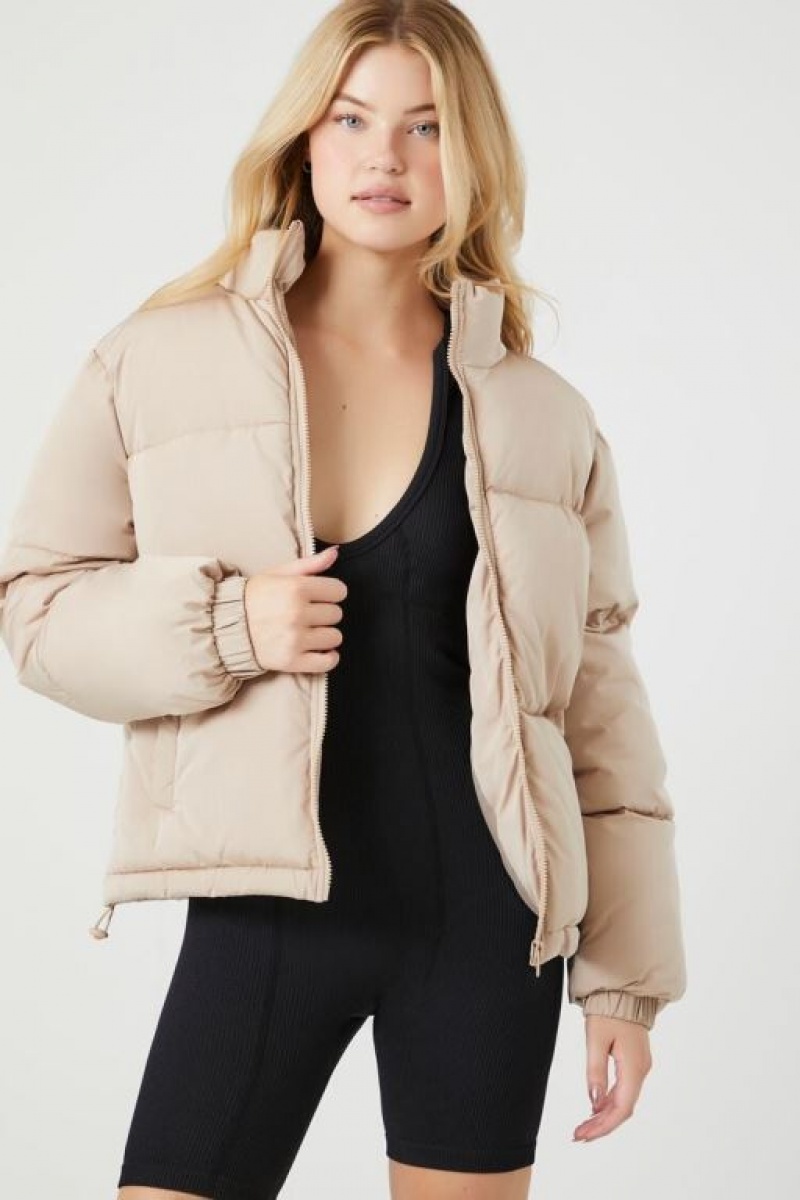 Chaqueta Acolchada Forever 21 Acolchado Puffer Mujer Marrones | EjK0SEpS1e8