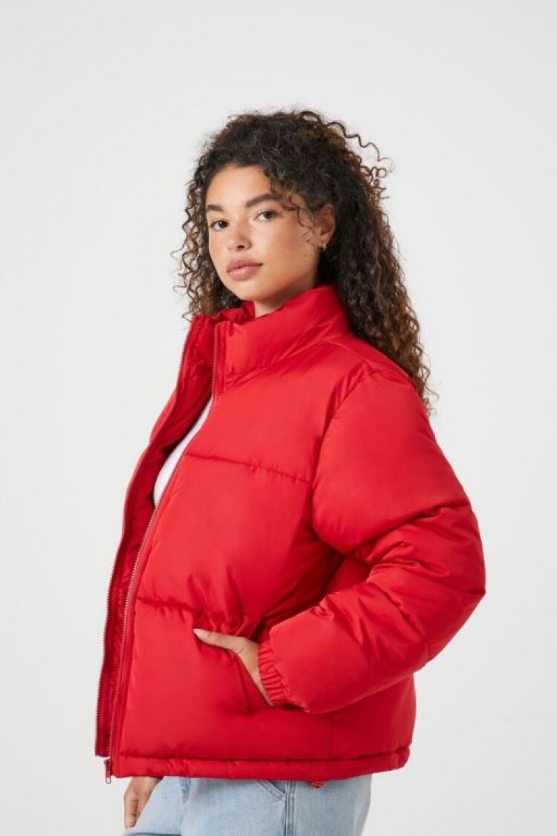 Chaqueta Acolchada Forever 21 Acolchado Puffer Mujer Rojas | S25UnwKwmym