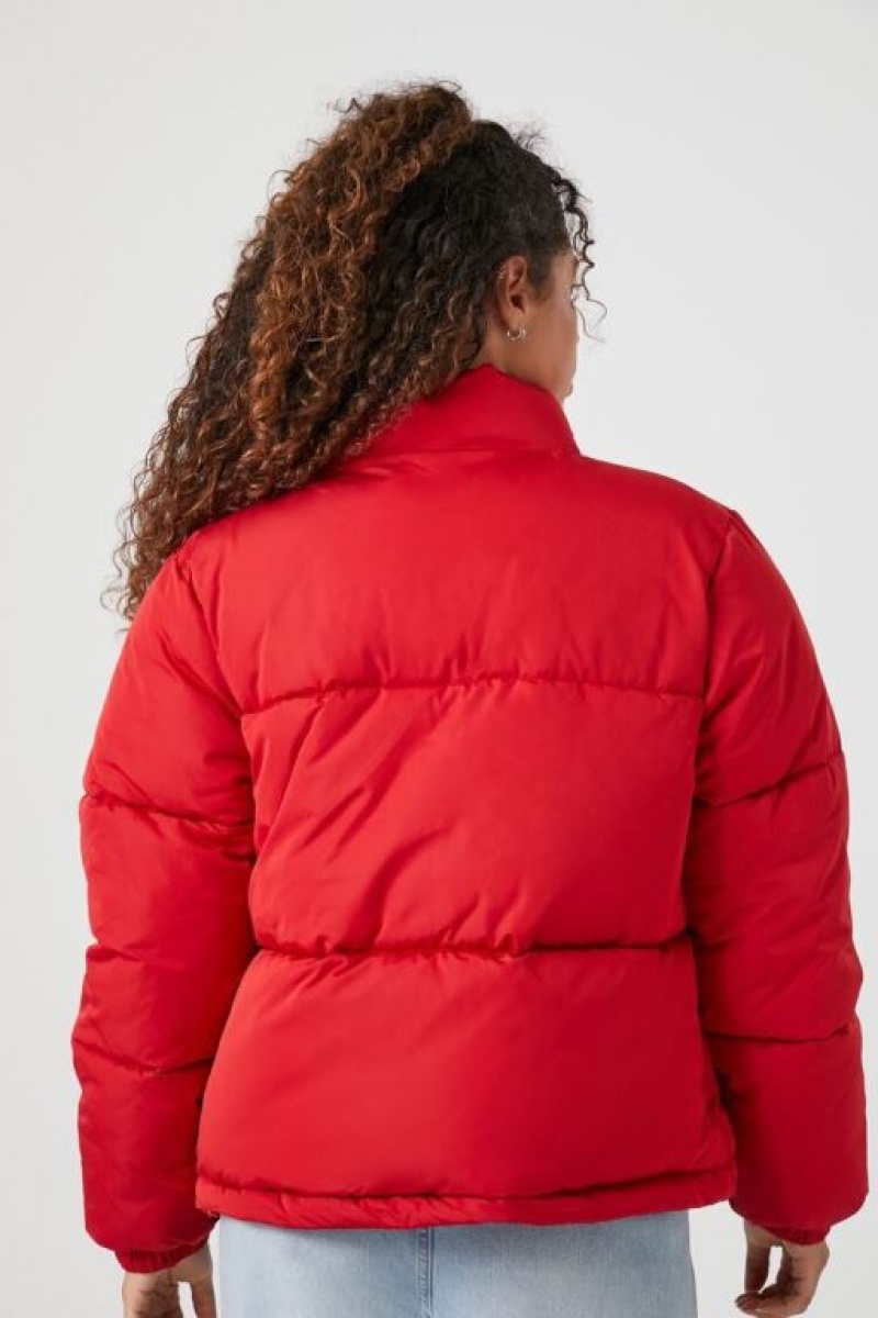 Chaqueta Acolchada Forever 21 Acolchado Puffer Mujer Rojas | S25UnwKwmym