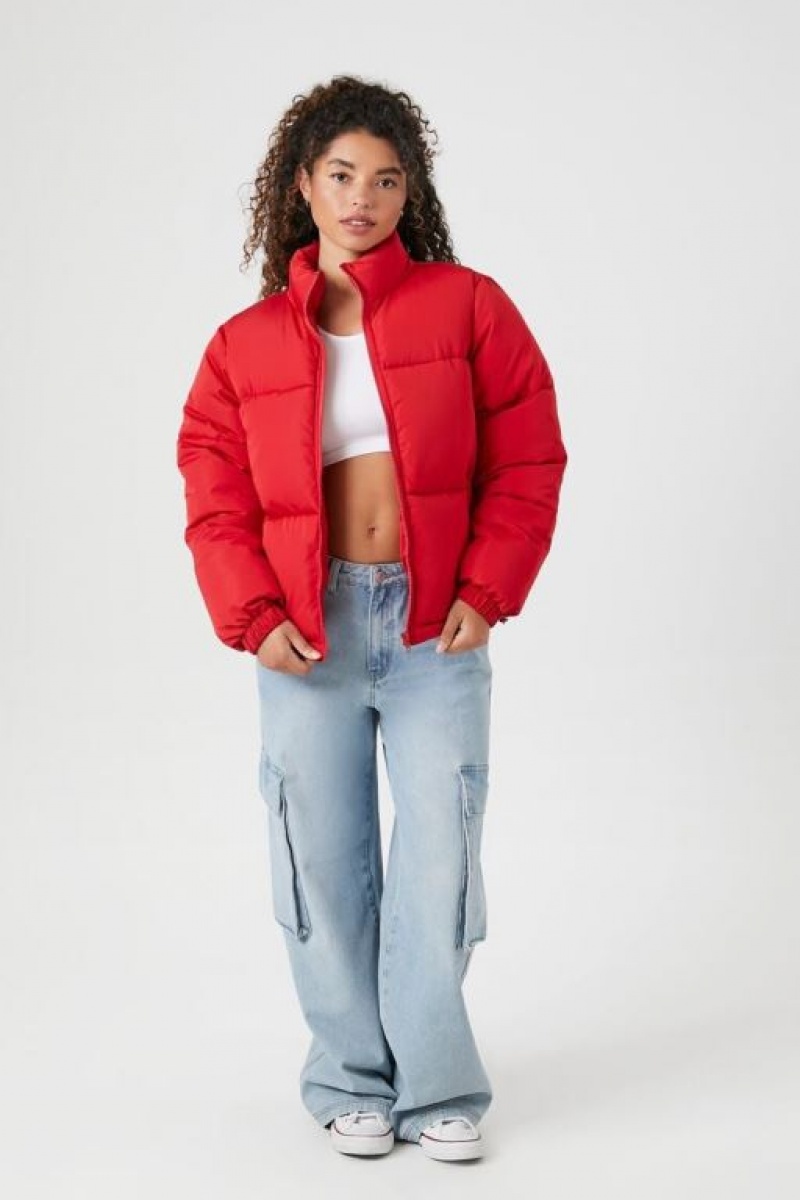 Chaqueta Acolchada Forever 21 Acolchado Puffer Mujer Rojas | S25UnwKwmym