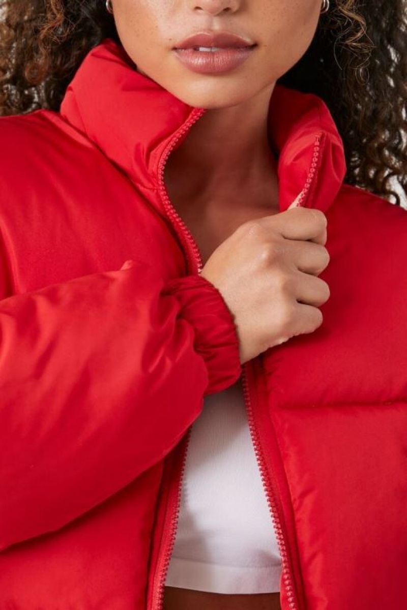 Chaqueta Acolchada Forever 21 Acolchado Puffer Mujer Rojas | S25UnwKwmym