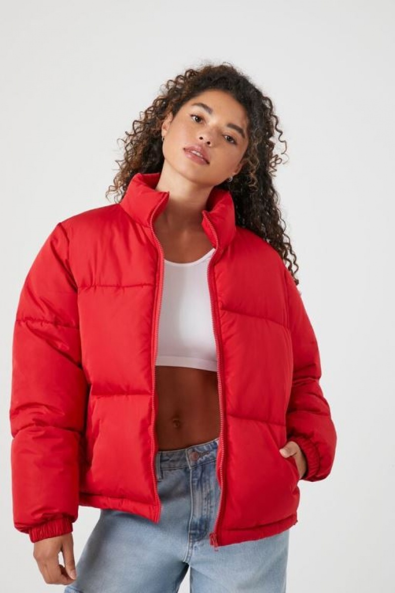 Chaqueta Acolchada Forever 21 Acolchado Puffer Mujer Rojas | S25UnwKwmym