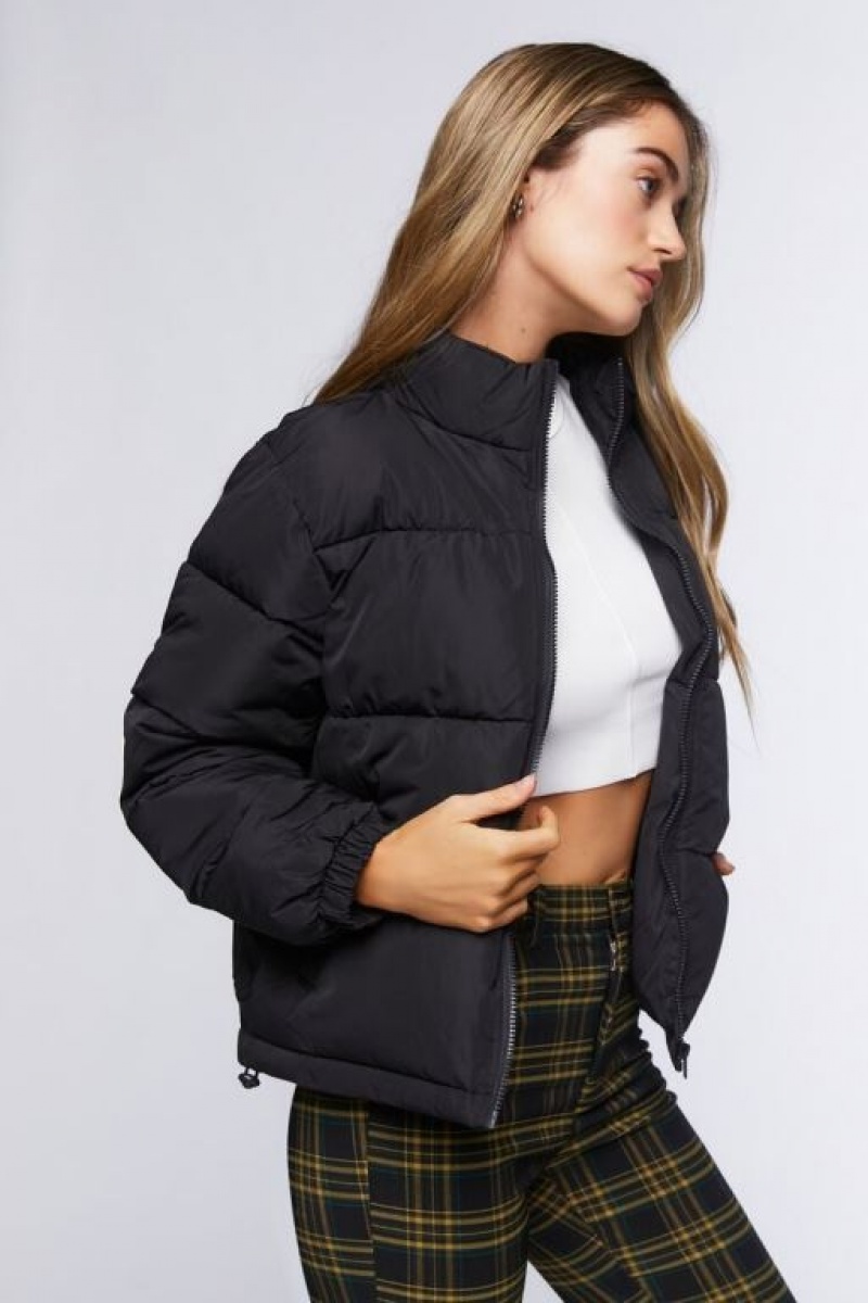 Chaqueta Acolchada Forever 21 Acolchado Puffer Mujer Negras | z5bpJBnGYrv