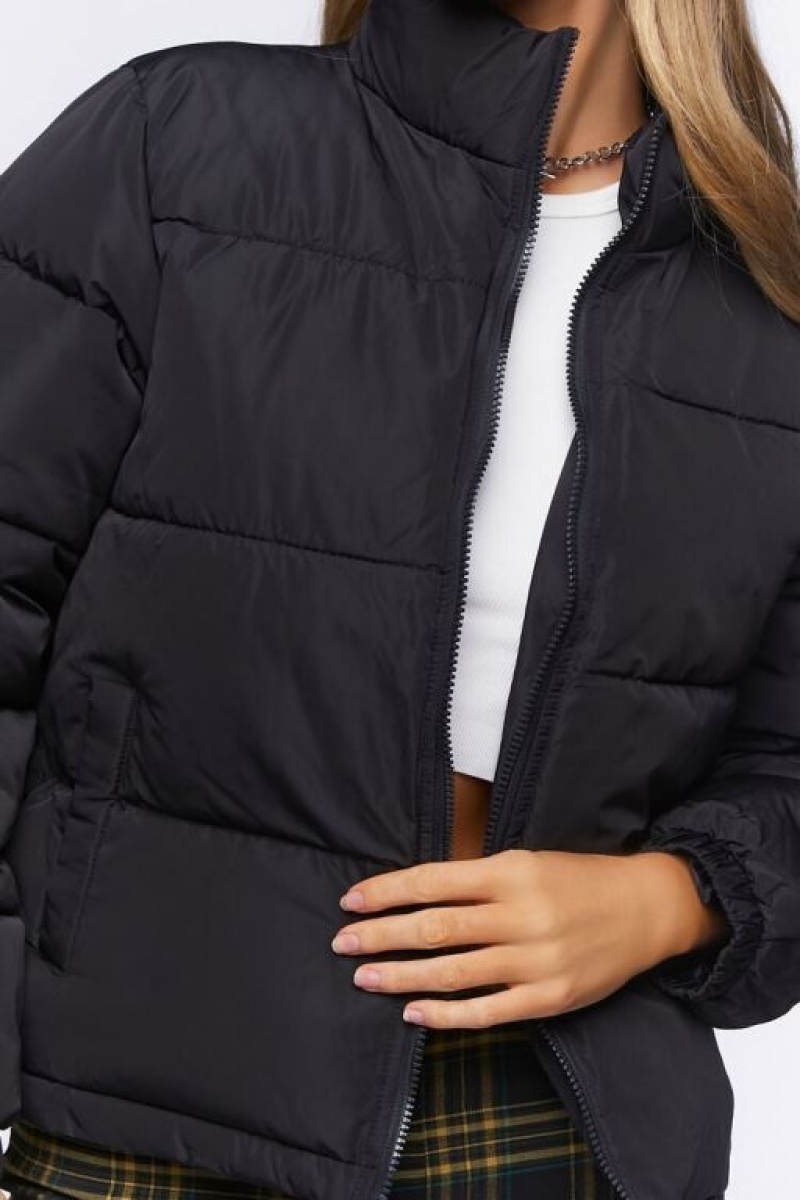 Chaqueta Acolchada Forever 21 Acolchado Puffer Mujer Negras | z5bpJBnGYrv