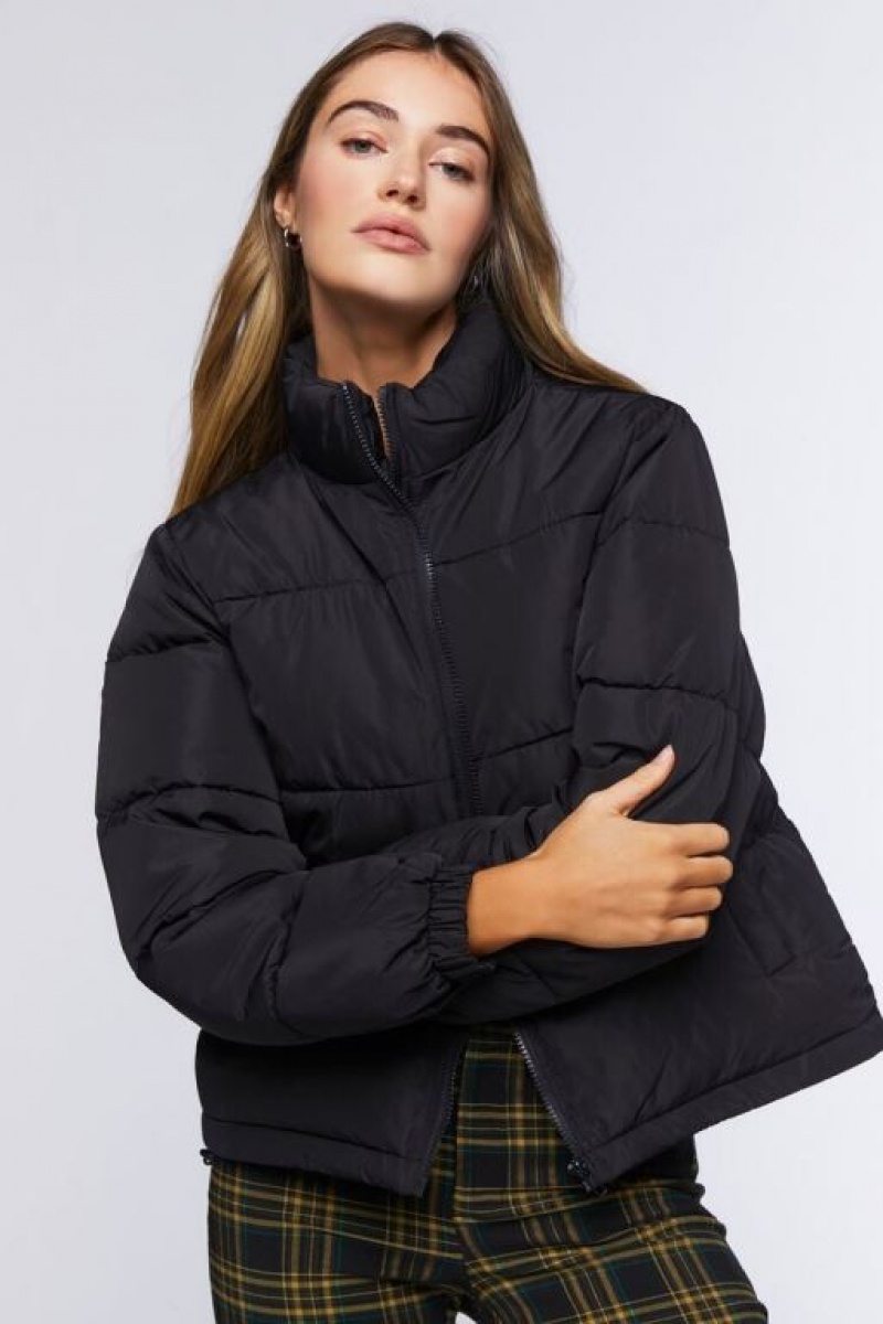 Chaqueta Acolchada Forever 21 Acolchado Puffer Mujer Negras | z5bpJBnGYrv