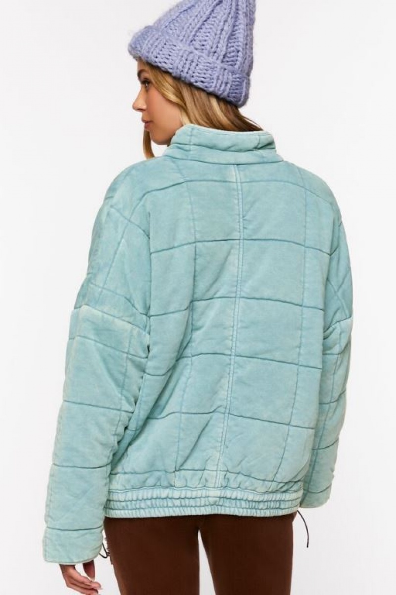 Chaqueta Acolchada Forever 21 Acolchado Zip Up Mujer Seafoam | qAcoY1hf1Zy