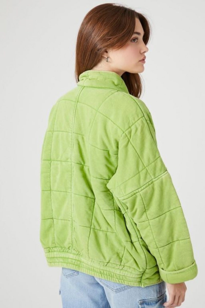 Chaqueta Acolchada Forever 21 Acolchado Zip Up Mujer Avocado | oD37TFsyyR0