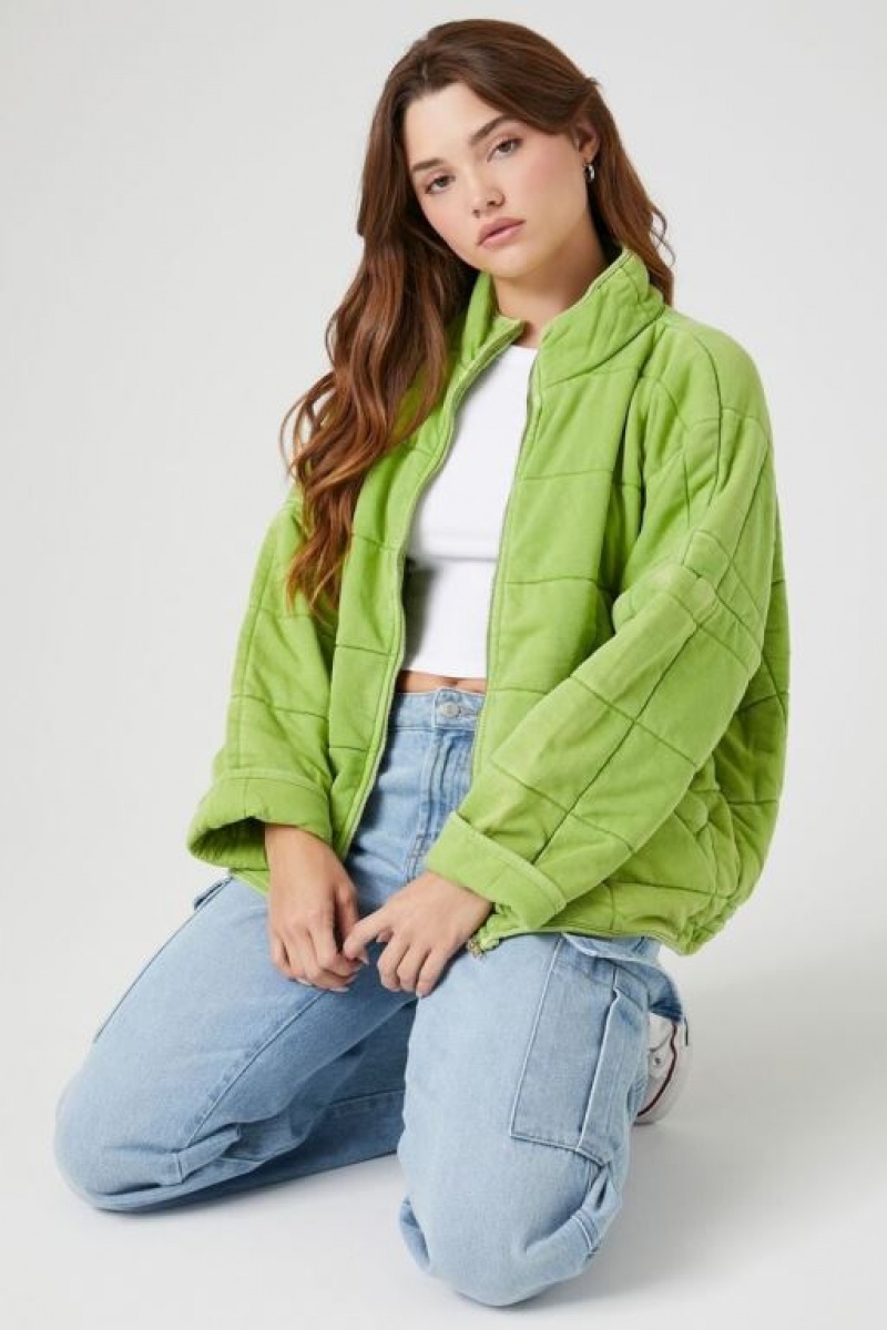 Chaqueta Acolchada Forever 21 Acolchado Zip Up Mujer Avocado | oD37TFsyyR0