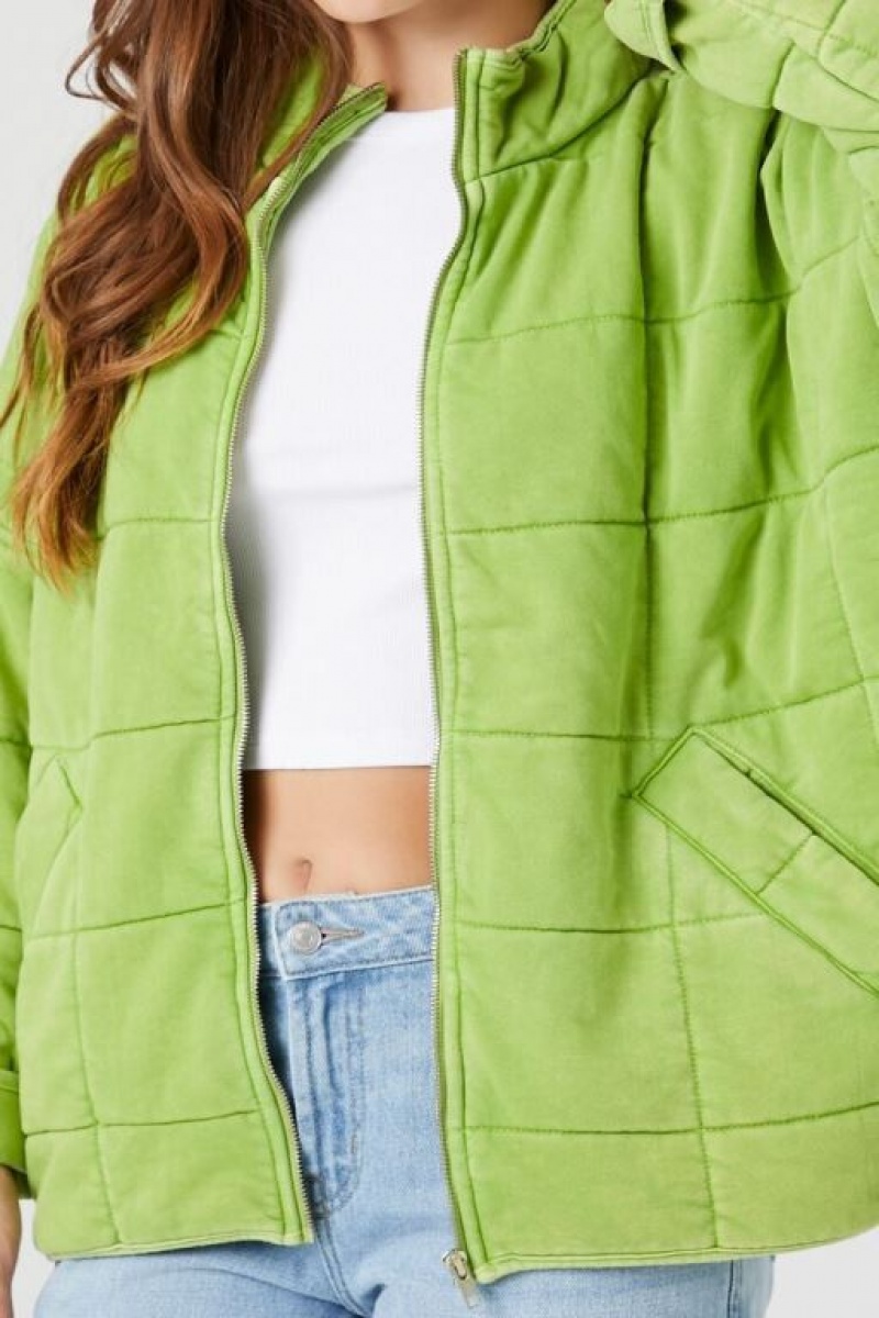 Chaqueta Acolchada Forever 21 Acolchado Zip Up Mujer Avocado | oD37TFsyyR0