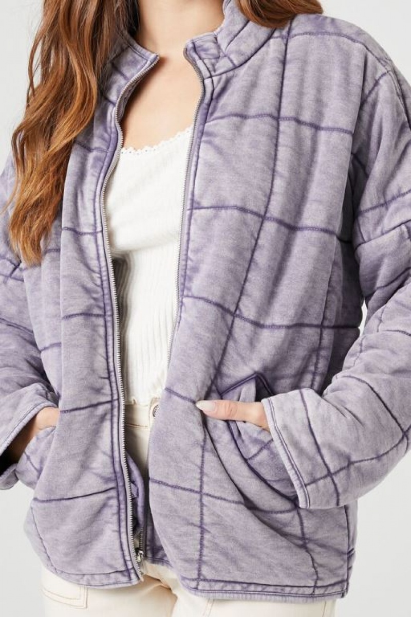 Chaqueta Acolchada Forever 21 Acolchado Zip Up Mujer Lavanda | jhf5cfcJ8Or