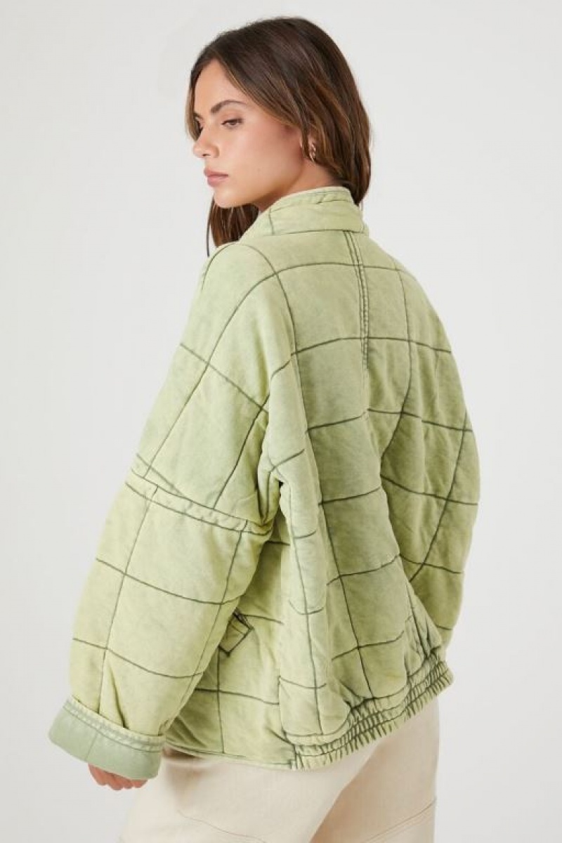 Chaqueta Acolchada Forever 21 Acolchado Zip Up Mujer Verde Oliva Claro | BKqqAQ3tvWb