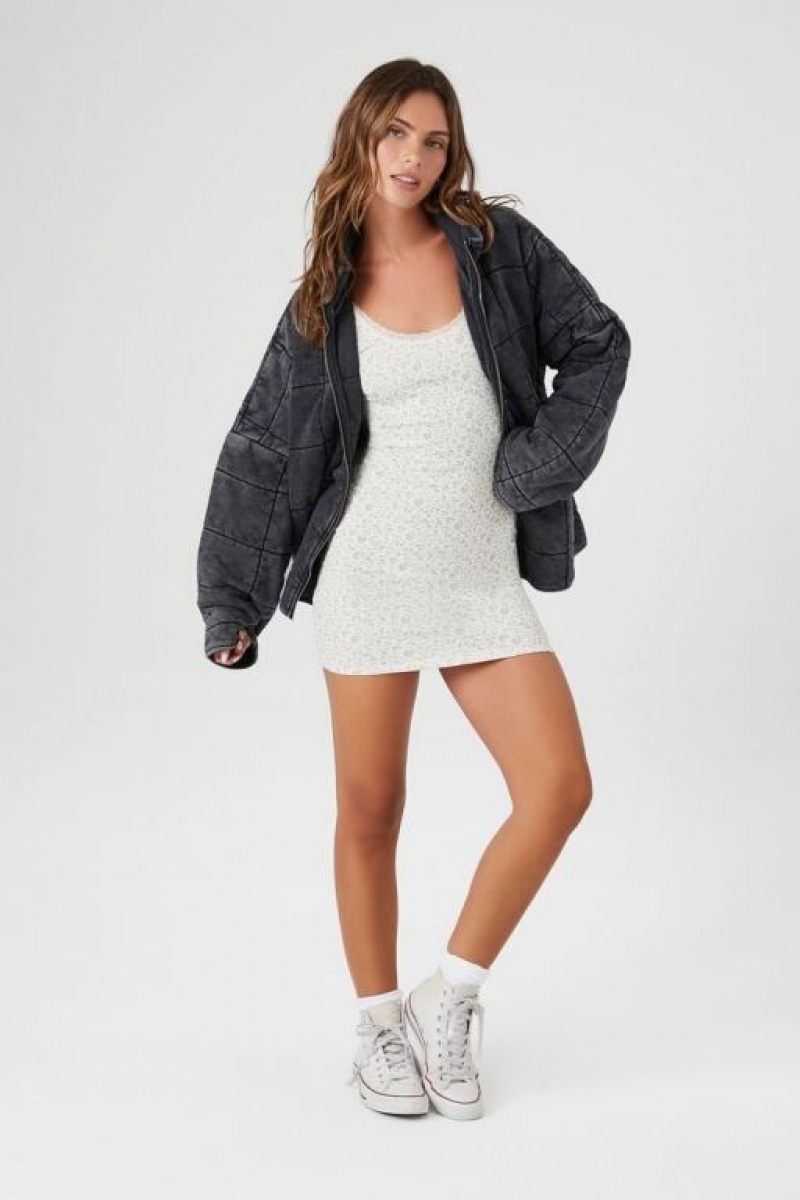 Chaqueta Acolchada Forever 21 Acolchado Zip Up Mujer Gris | mNB6KoUBwNq