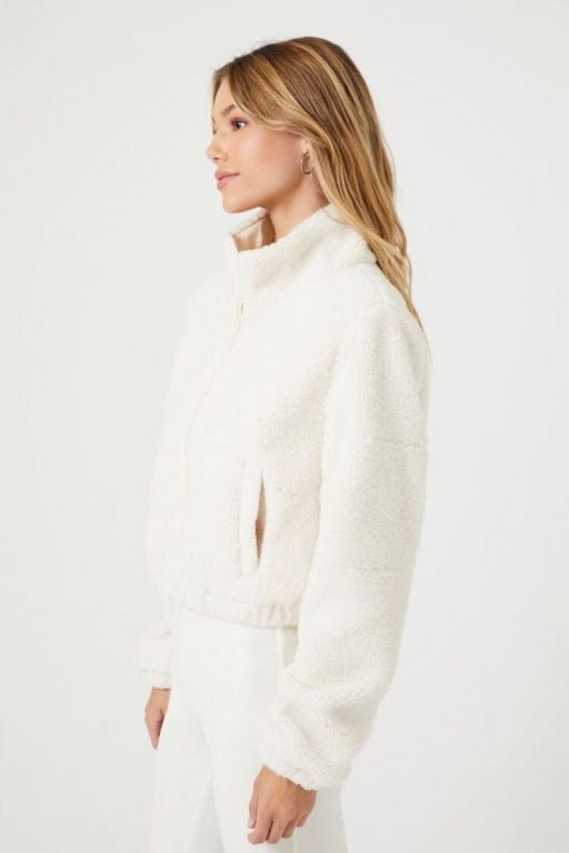 Chaqueta Acolchada Forever 21 Faux Shearling Zip Up Mujer Creme | td7ddCYbbzC