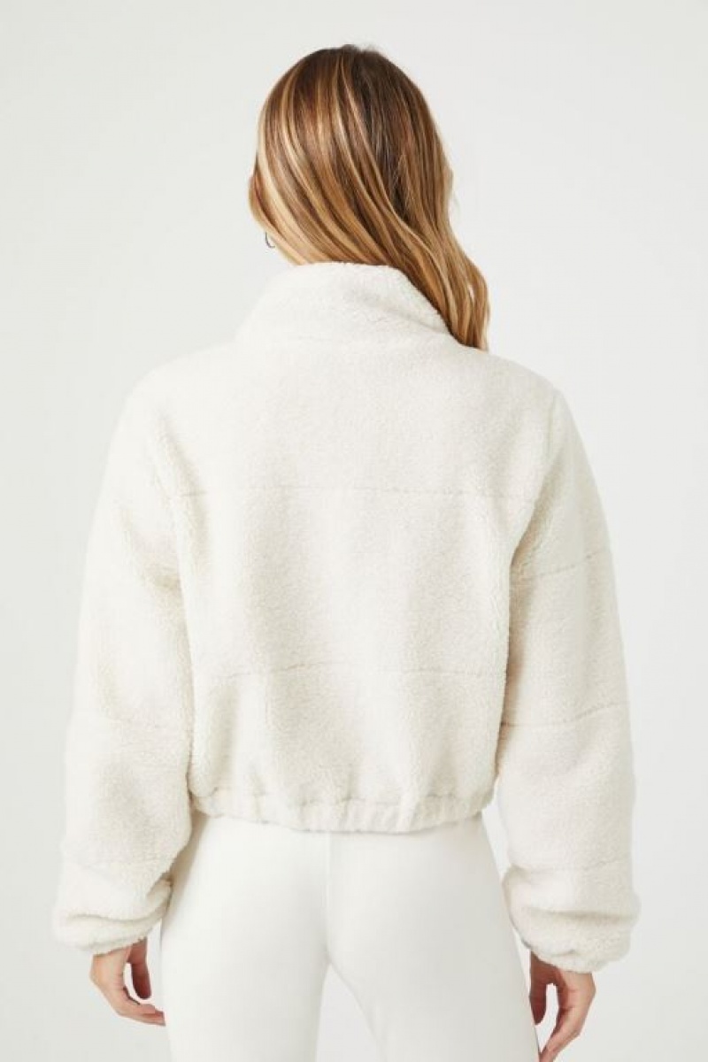 Chaqueta Acolchada Forever 21 Faux Shearling Zip Up Mujer Creme | td7ddCYbbzC