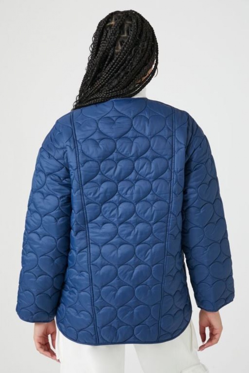 Chaqueta Acolchada Forever 21 Heart Acolchado Mujer Azul Marino | GURhSyynUj5