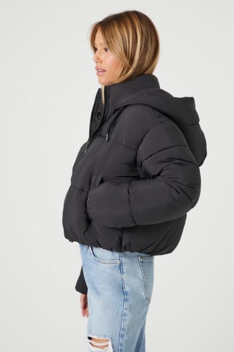 Chaqueta Acolchada Forever 21 Hooded Acolchado Puffer Mujer Negras | fIVgGVWulXl