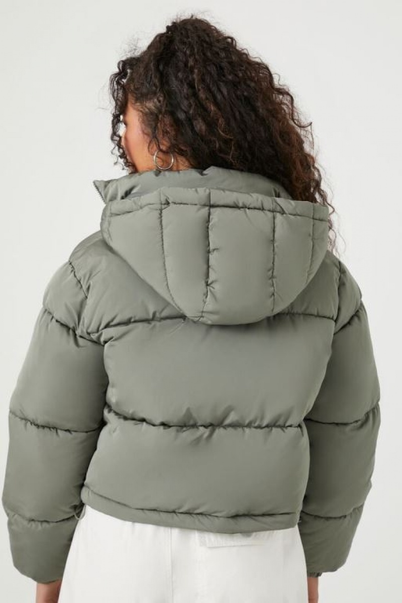 Chaqueta Acolchada Forever 21 Hooded Puffer Mujer Tea | w8j3CbBH3er