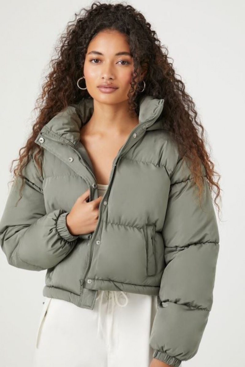 Chaqueta Acolchada Forever 21 Hooded Puffer Mujer Tea | w8j3CbBH3er