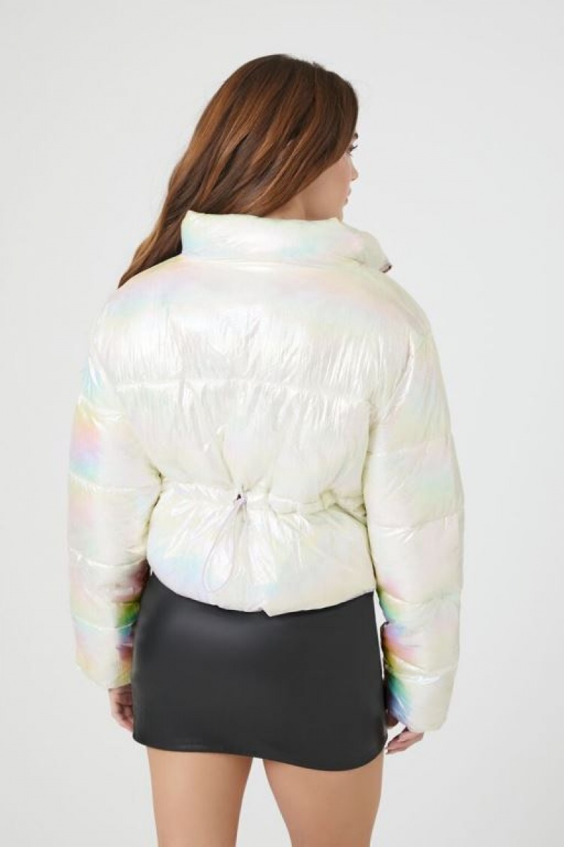 Chaqueta Acolchada Forever 21 Iridescent Acolchado Puffer Mujer Blancas Multicolor | tDMLTji0kC2