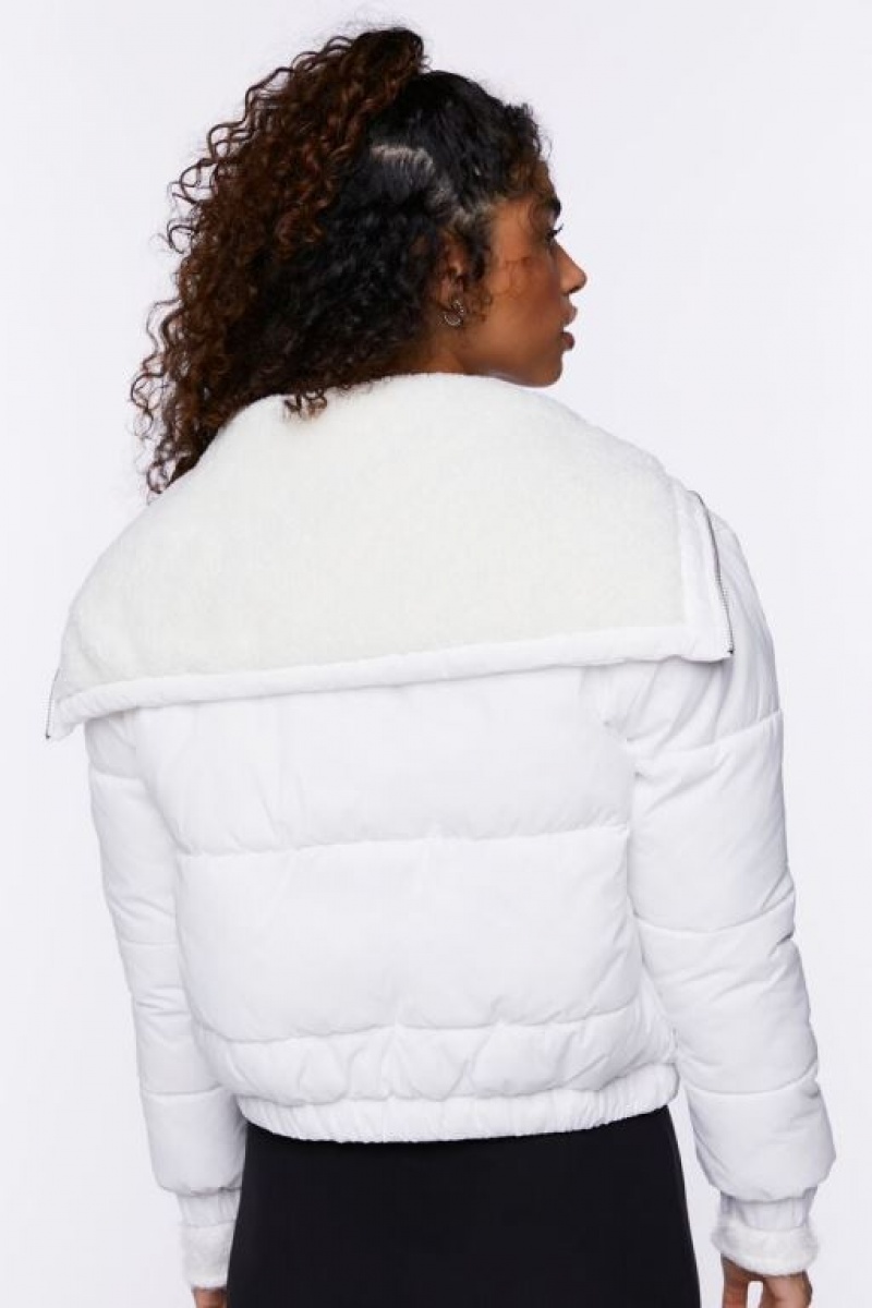 Chaqueta Acolchada Forever 21 Varsity Letter Puffer Mujer Blancas | qncXIW9IlrW